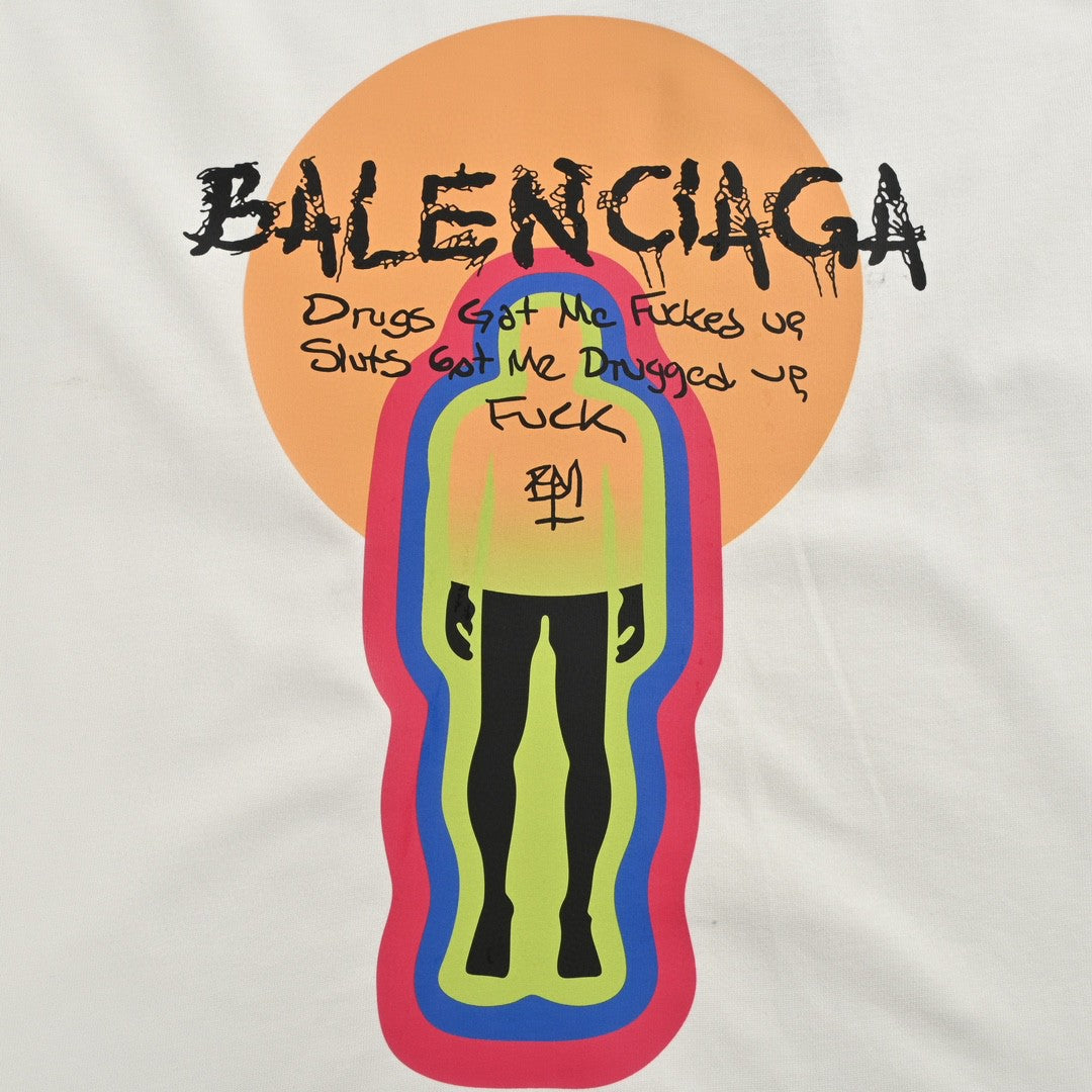 Balenciaga White T-Shirt with Graphic Design