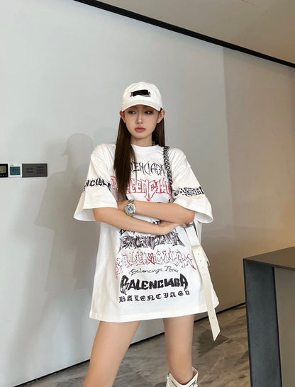 Balenciaga Multi-Logo T-Shirt (White)