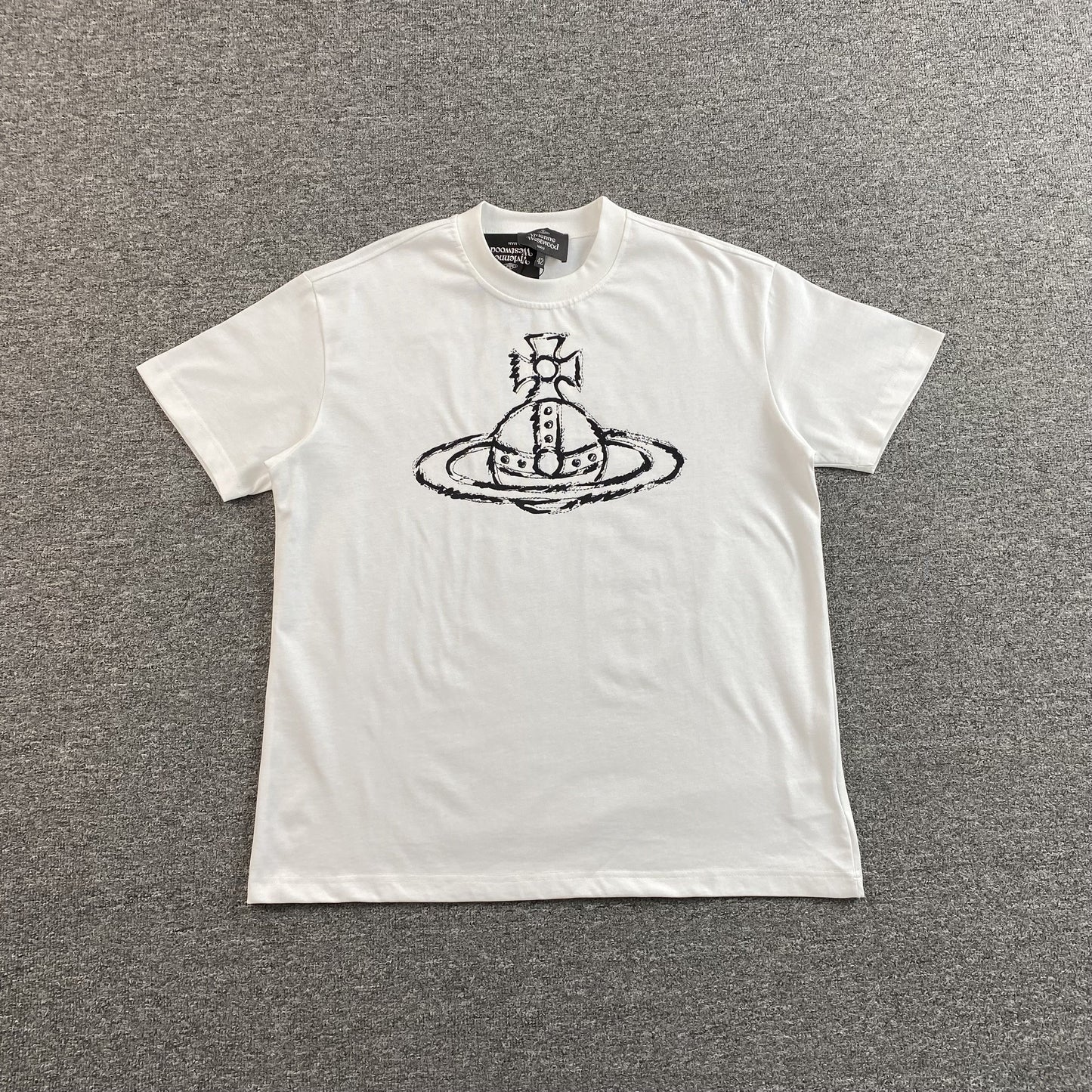 VIVIENNE WESTWOOD ROUGHLY STITCHED ORB T-SHIRT WHITE