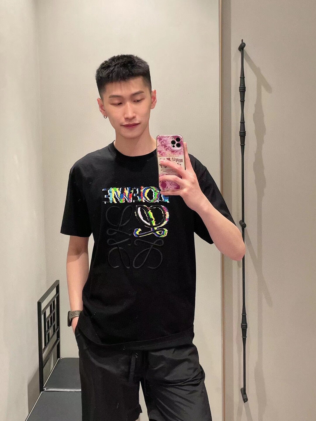 Loewe T-shirt with Colorful Logo (Black)