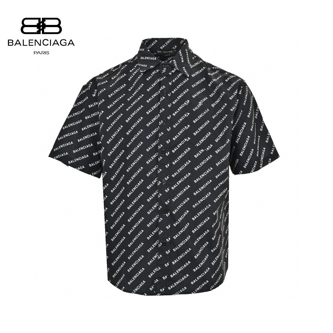 Balenciaga All-Over Logo Print Shirt (Black)