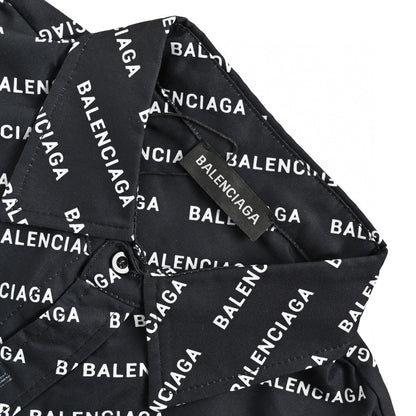 Balenciaga All-Over Logo Print Shirt (Black)