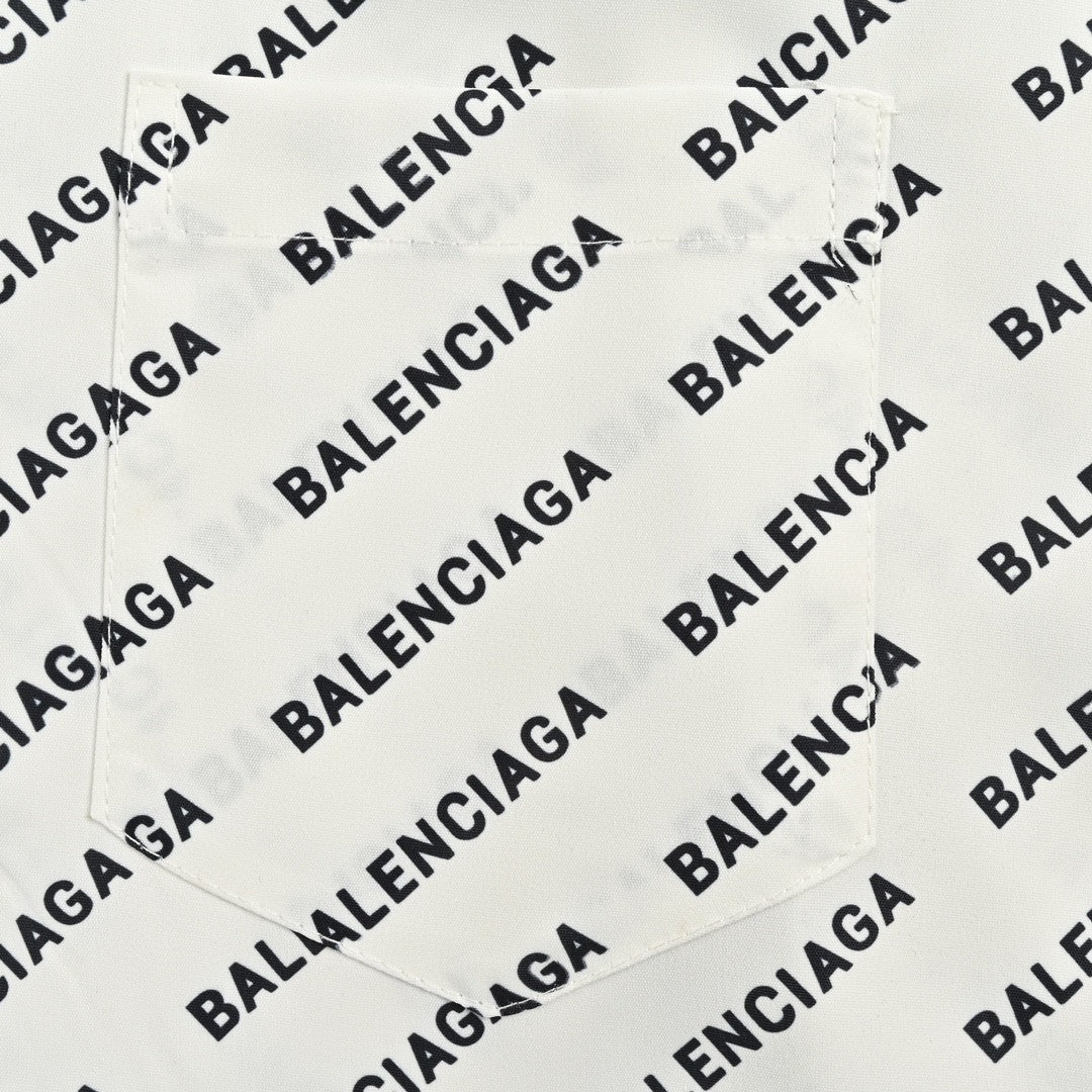 Balenciaga All-Over Logo Print Shirt (White)