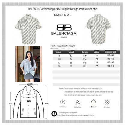 Balenciaga All-Over Logo Print Shirt (White)