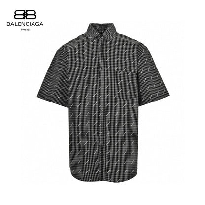 Balenciaga Allover Logo Check Shirt