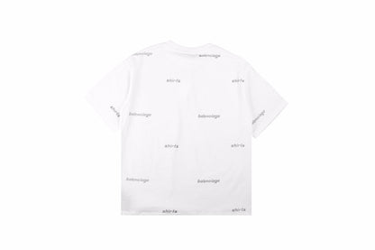 Balenciaga Allover Logo Print T-Shirt - White