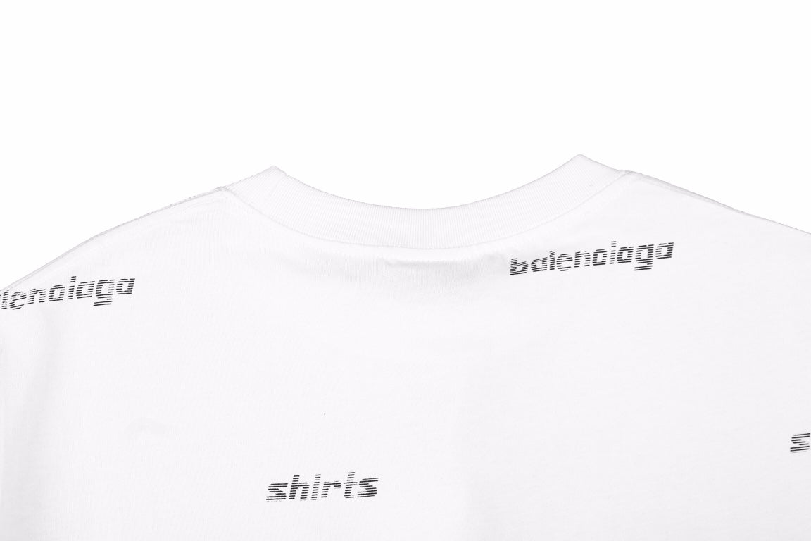 Balenciaga Allover Logo Print T-Shirt - White