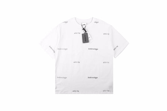 Balenciaga Allover Logo Print T-Shirt - White