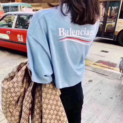 Balenciaga Basic Logo T-Shirt - Light Blue