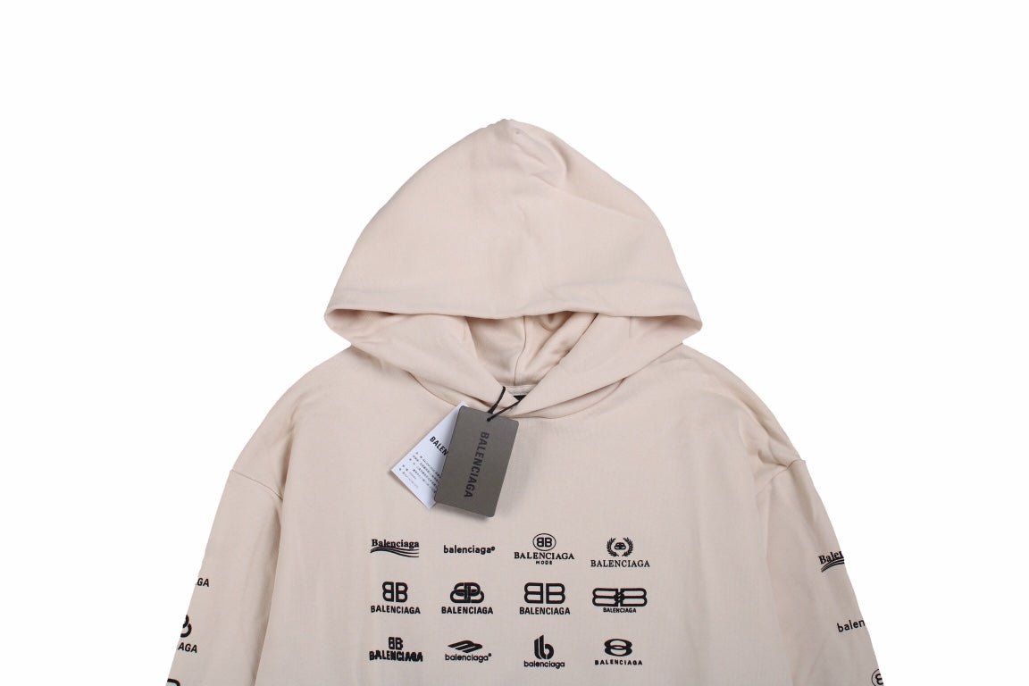 Balenciaga Beige Multilogo Hoodie