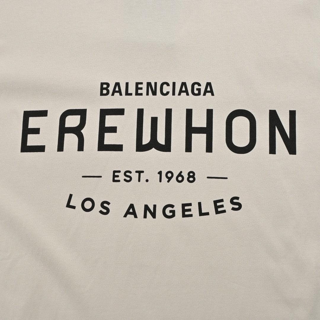 Balenciaga Beige T-Shirt with EREWHON Graphic