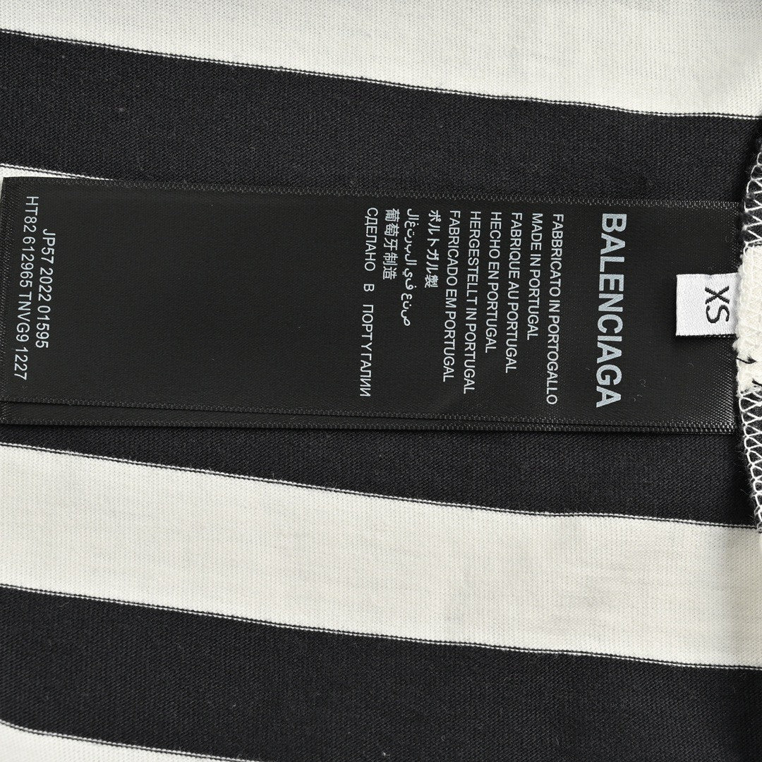 Balenciaga Black and White Striped T-Shirt