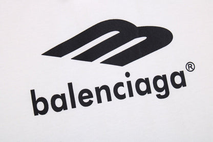 BALENCIAGA LOGO PRINT T-SHIRT BLACK WHITE