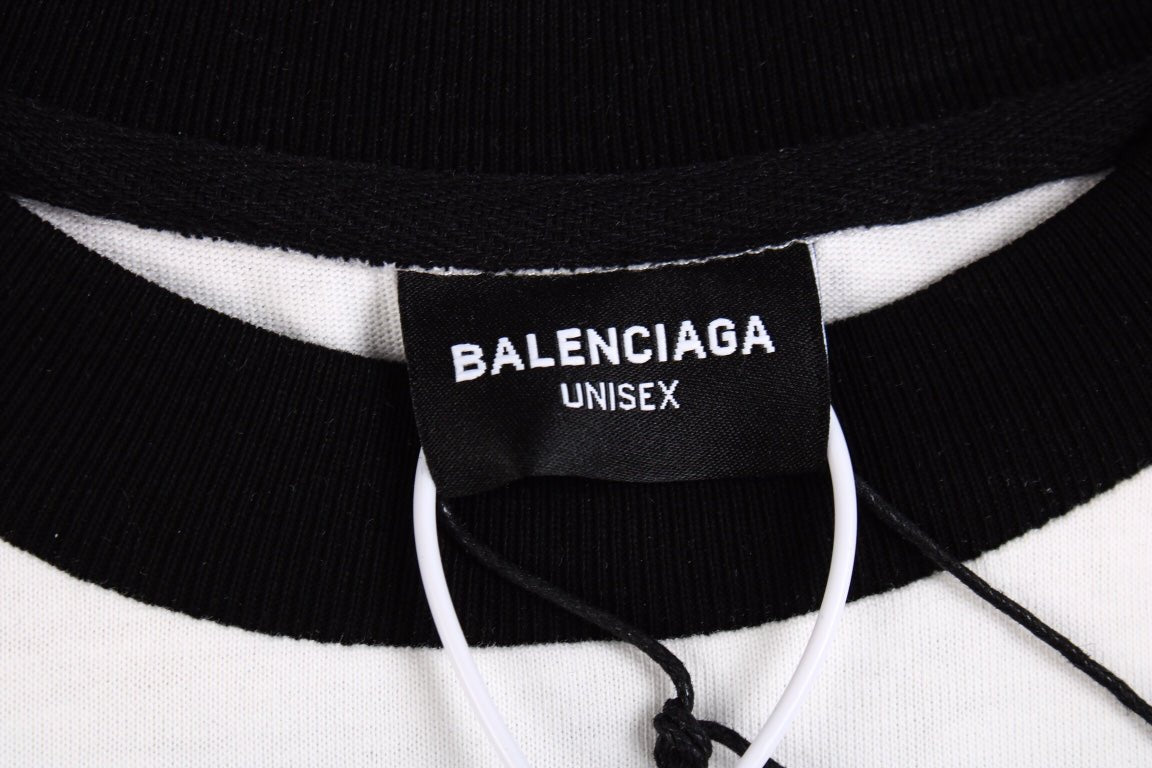 BALENCIAGA LOGO PRINT T-SHIRT BLACK WHITE