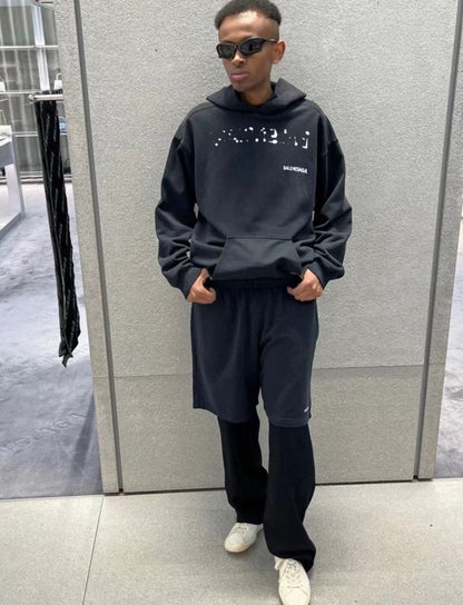 Balenciaga Black Distorted Logo Hoodie