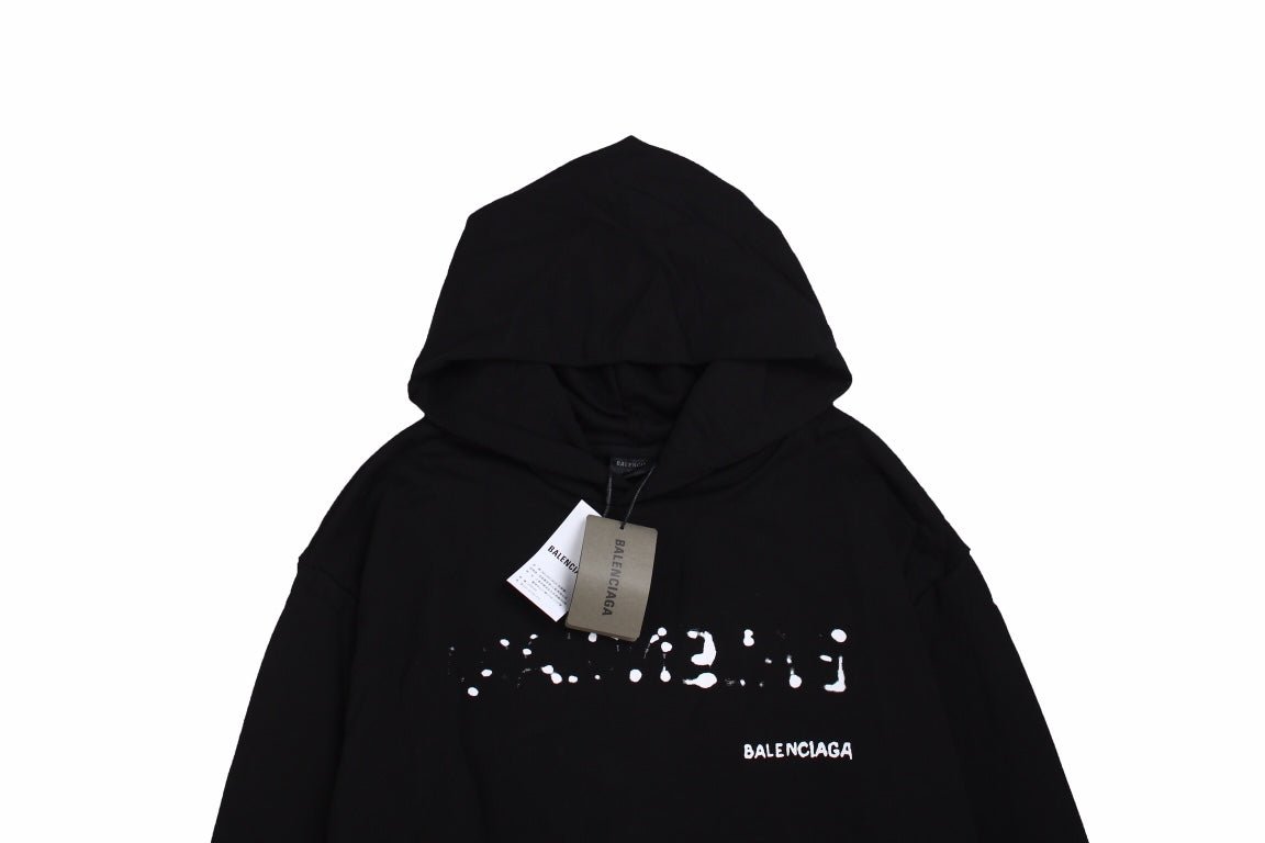 Balenciaga Black Distorted Logo Hoodie