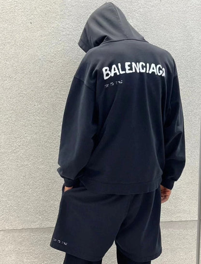 Balenciaga Black Distorted Logo Hoodie