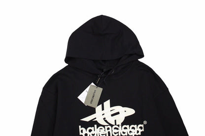 BALENCIAGA GRAPHIC LOGO HOODIE BLACK