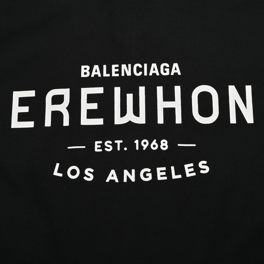 Balenciaga Black T-Shirt with EREWHON Graphic