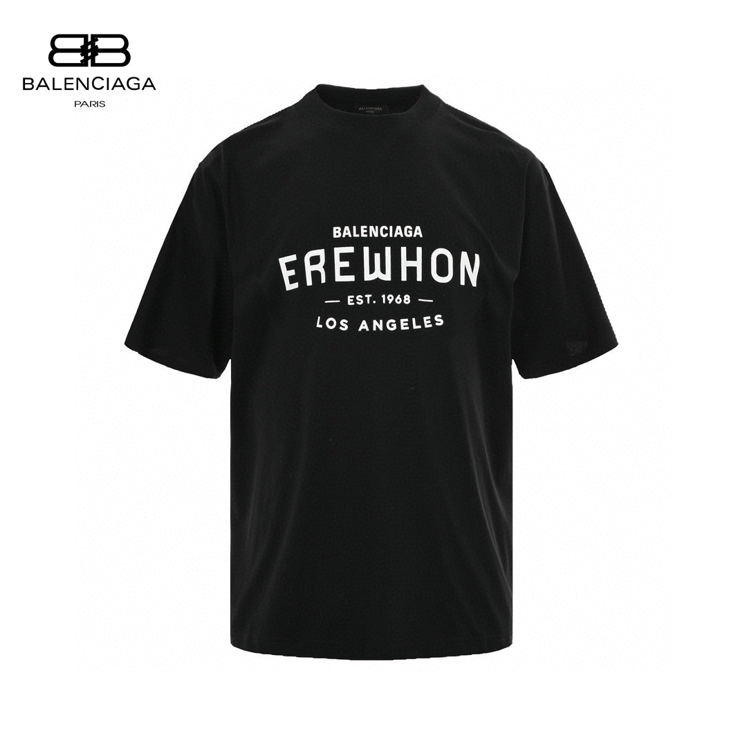 Balenciaga Black T-Shirt with EREWHON Graphic