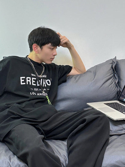 Balenciaga Black T-Shirt with EREWHON Graphic