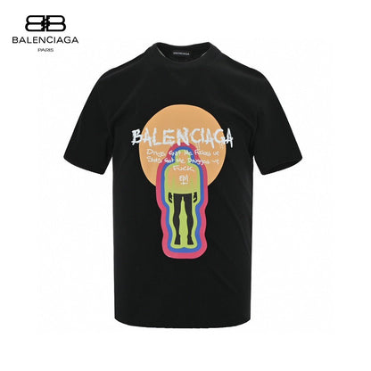 Balenciaga Black T-Shirt with Graphic Design