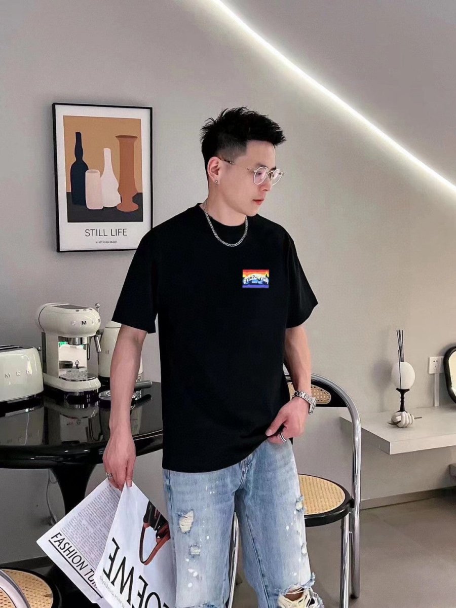 Balenciaga Black T-Shirt with Mountain Graphic