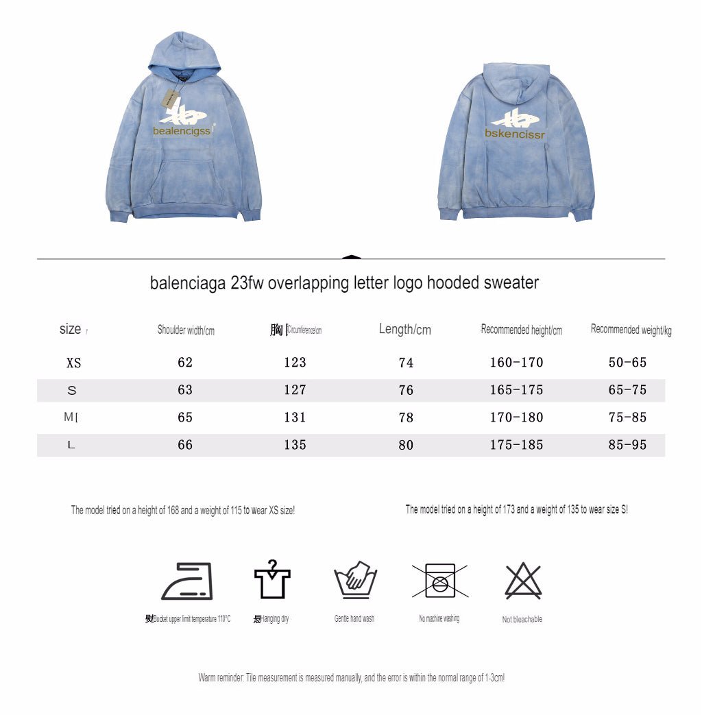 BALENCIAGA GRAPHIC LOGO HOODIE BLUE