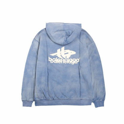 BALENCIAGA GRAPHIC LOGO HOODIE BLUE