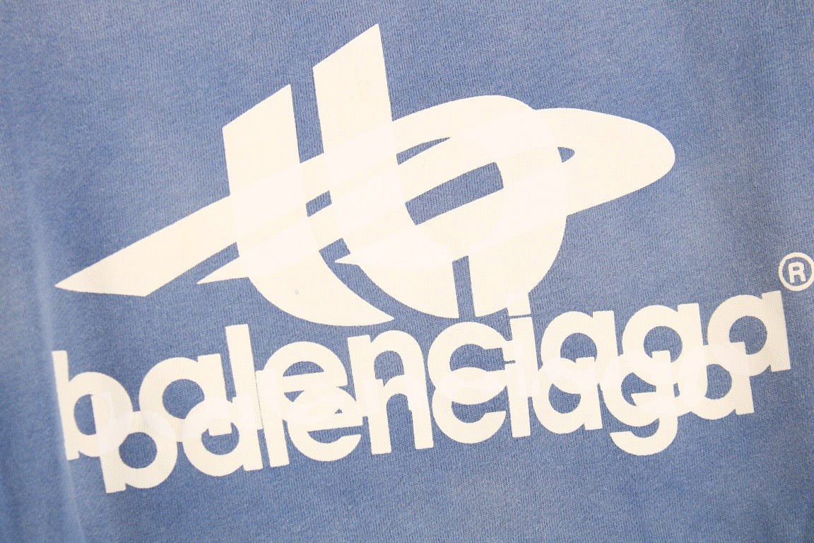 BALENCIAGA GRAPHIC LOGO HOODIE BLUE