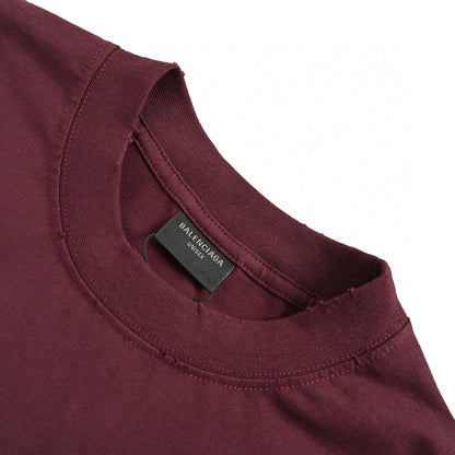 Balenciaga Burgundy Logo T-Shirt