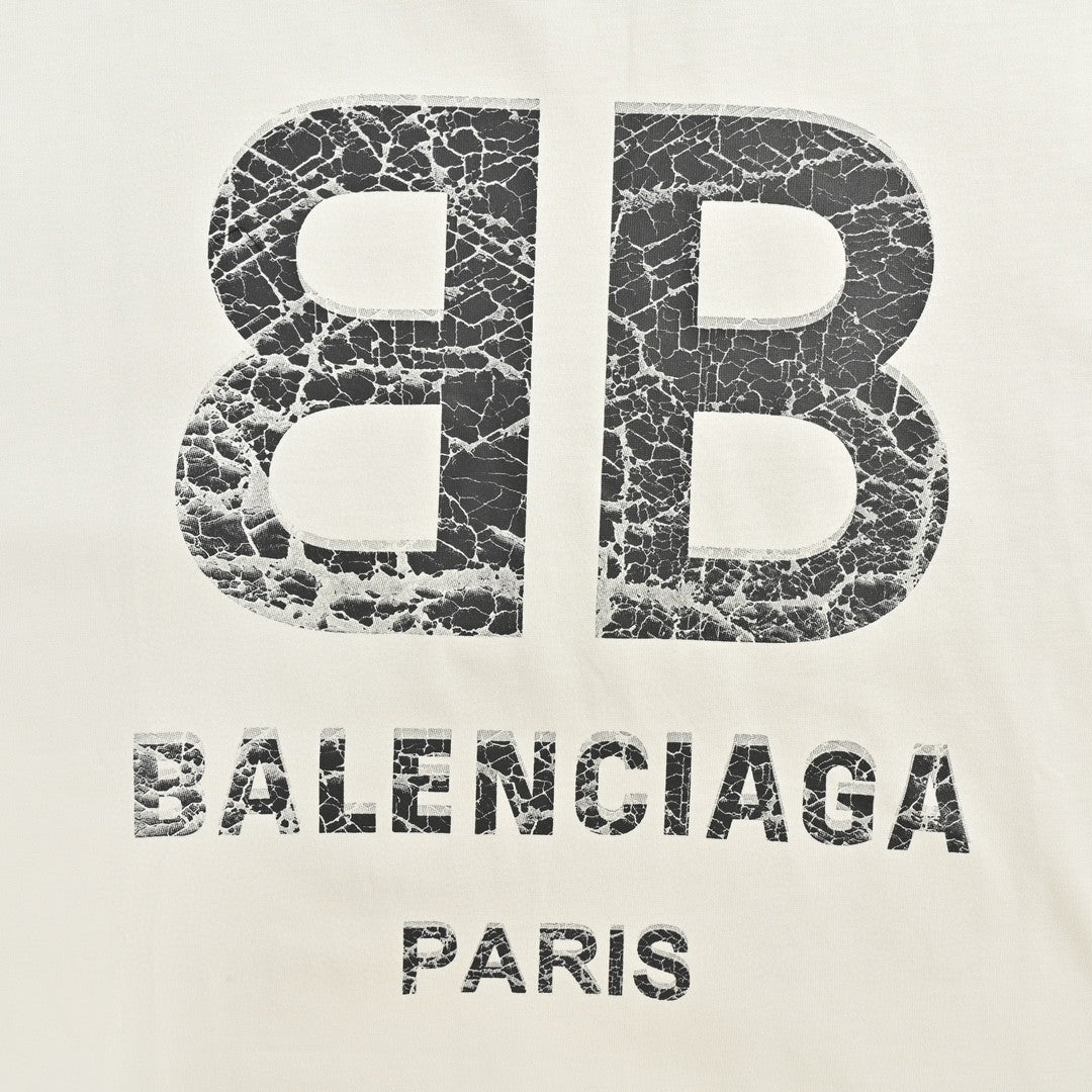 Balenciaga Cracked 'BB' Logo T-Shirt (White)