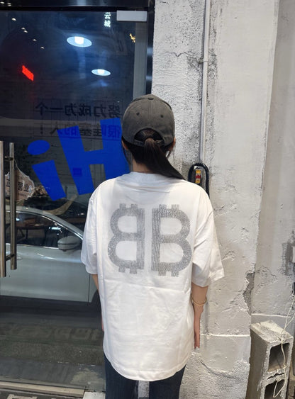 Balenciaga Crystal Logo T-Shirt in White