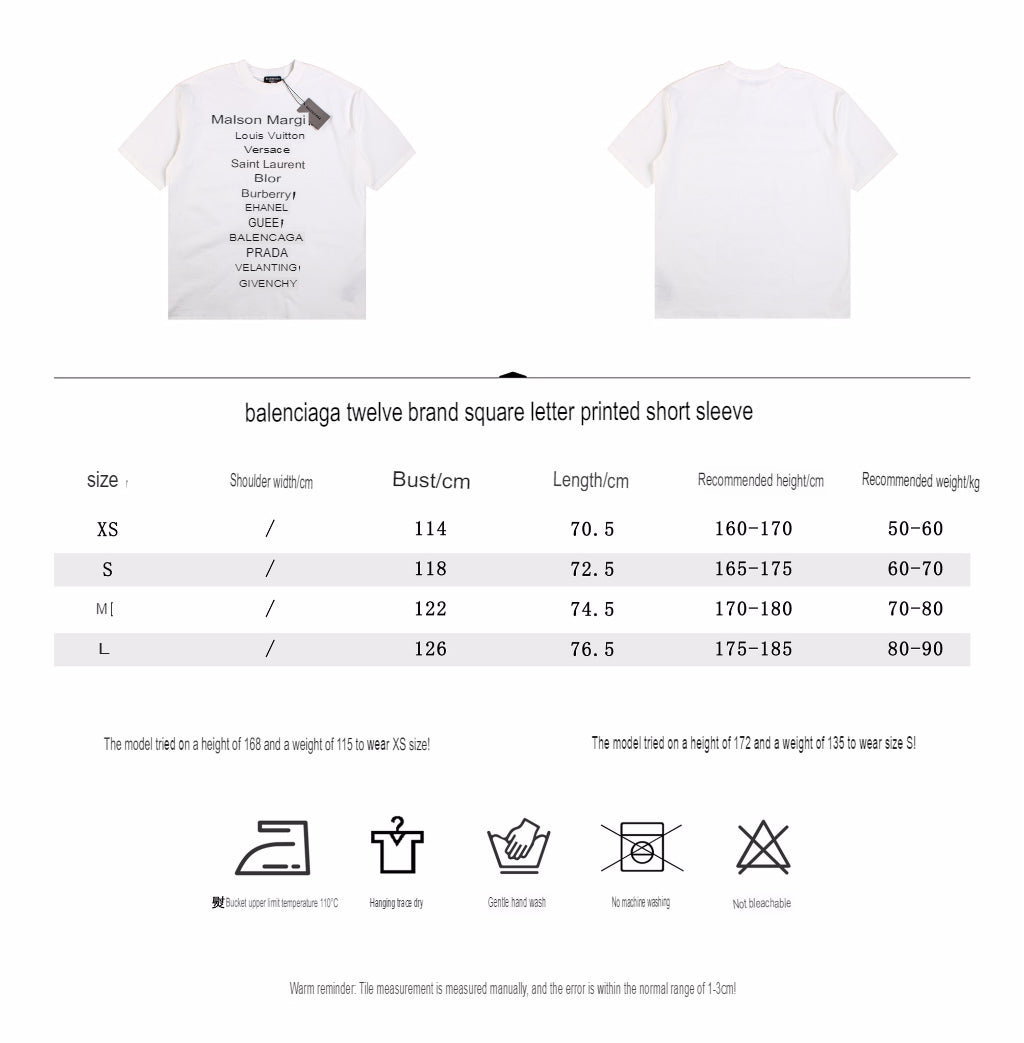 BALENCIAGA DESIGNER NAMES T-SHIRT WHITE