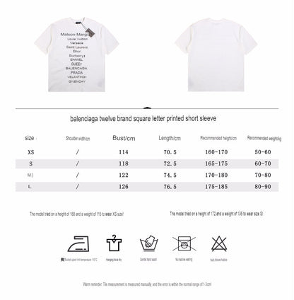 BALENCIAGA DESIGNER NAMES T-SHIRT WHITE