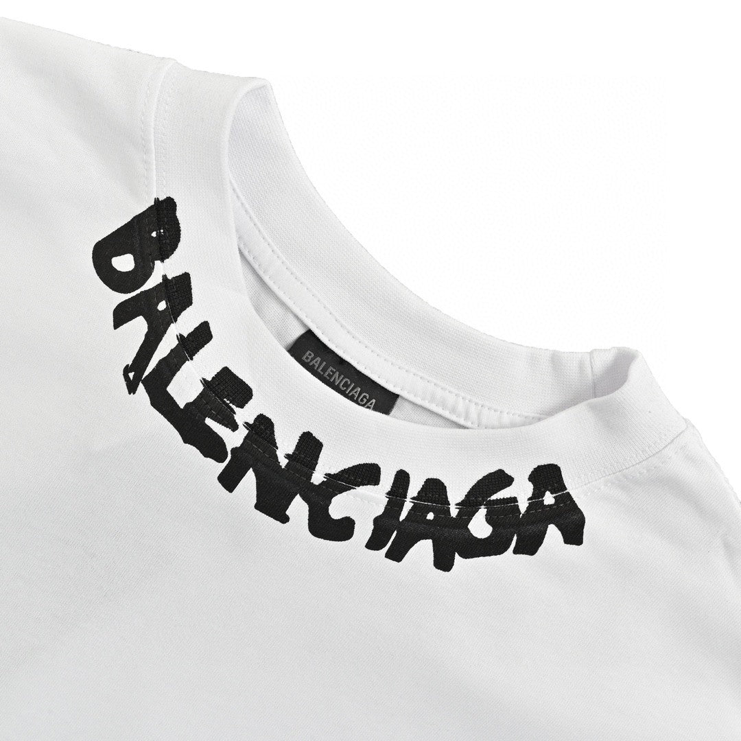 Balenciaga Distorted Logo T-Shirt (White)