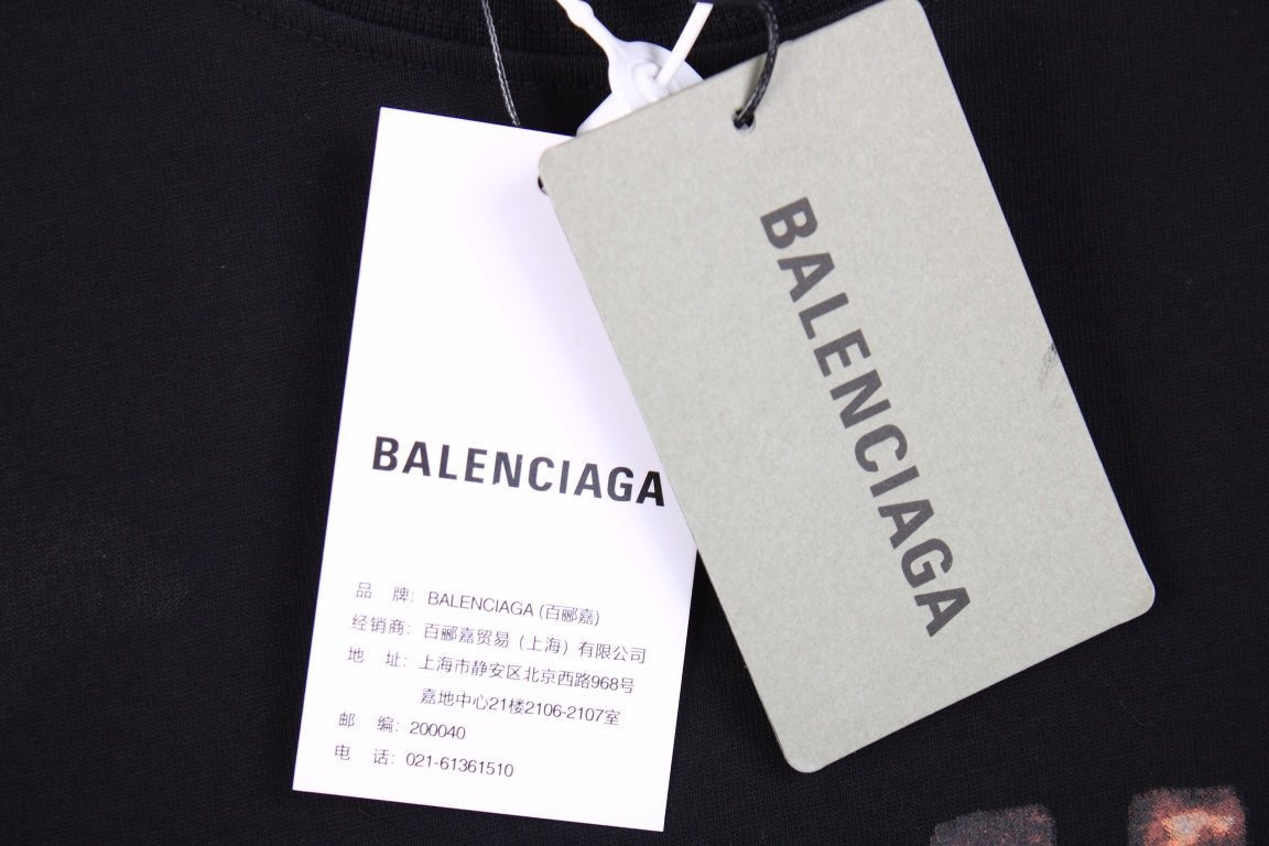 Balenciaga Distressed BB Logo T-Shirt