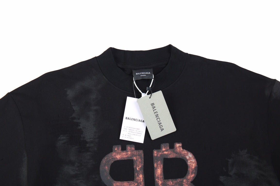 Balenciaga Distressed BB Logo T-Shirt