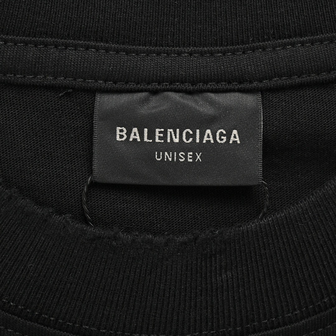 Balenciaga Distressed Logo T-Shirt in Black