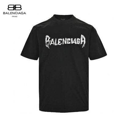 Balenciaga Distressed Logo T-Shirt in Black