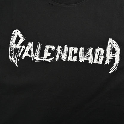 Balenciaga Distressed Logo T-Shirt in Black