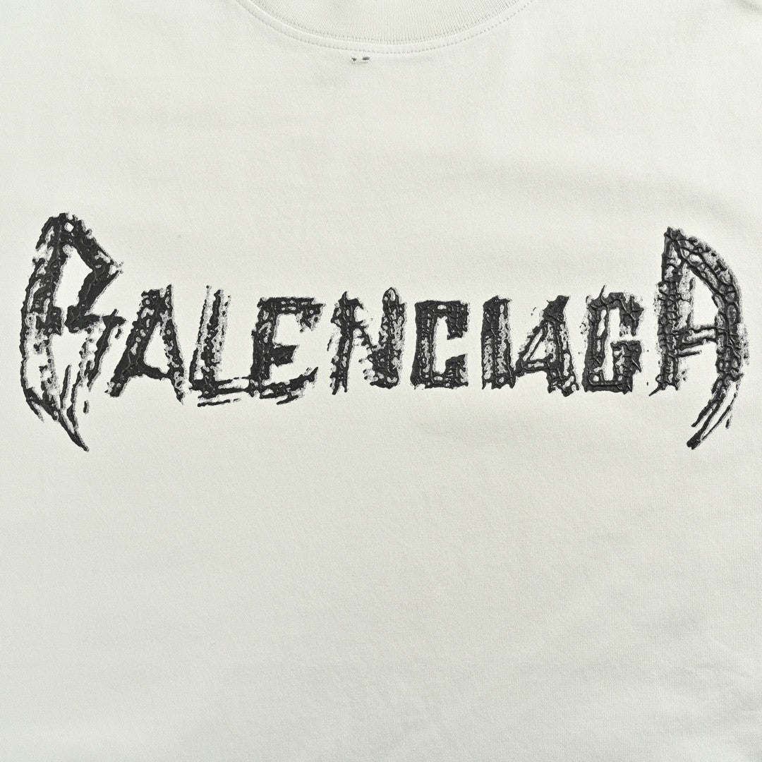 Balenciaga Distressed Logo T-Shirt in White