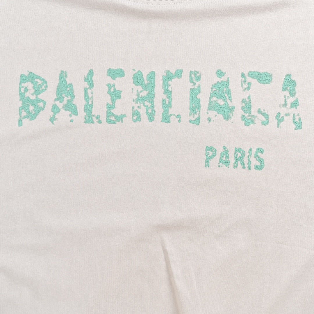 Balenciaga Distressed Logo T-Shirt in White