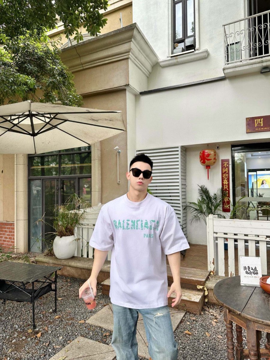 Balenciaga Distressed Logo T-Shirt in White