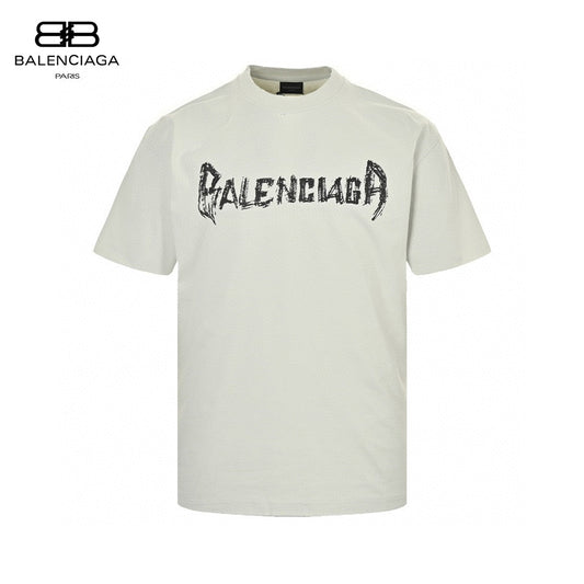 Balenciaga Distressed Logo T-Shirt in White