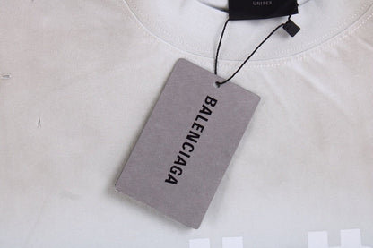 BALENCIAGA DISTRESSED LOGO T-SHIRT WHITE GREY