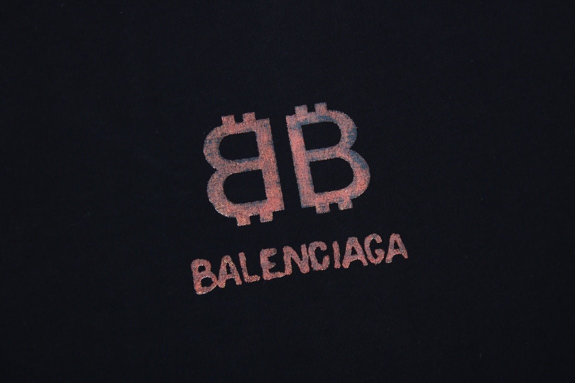 BALENCIAGA DOUBLE B LOGO T-SHIRT BLACK