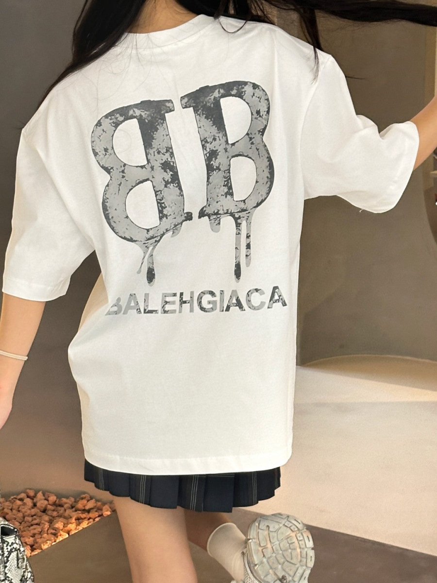 Balenciaga Dripping BB Logo T-Shirt (White)