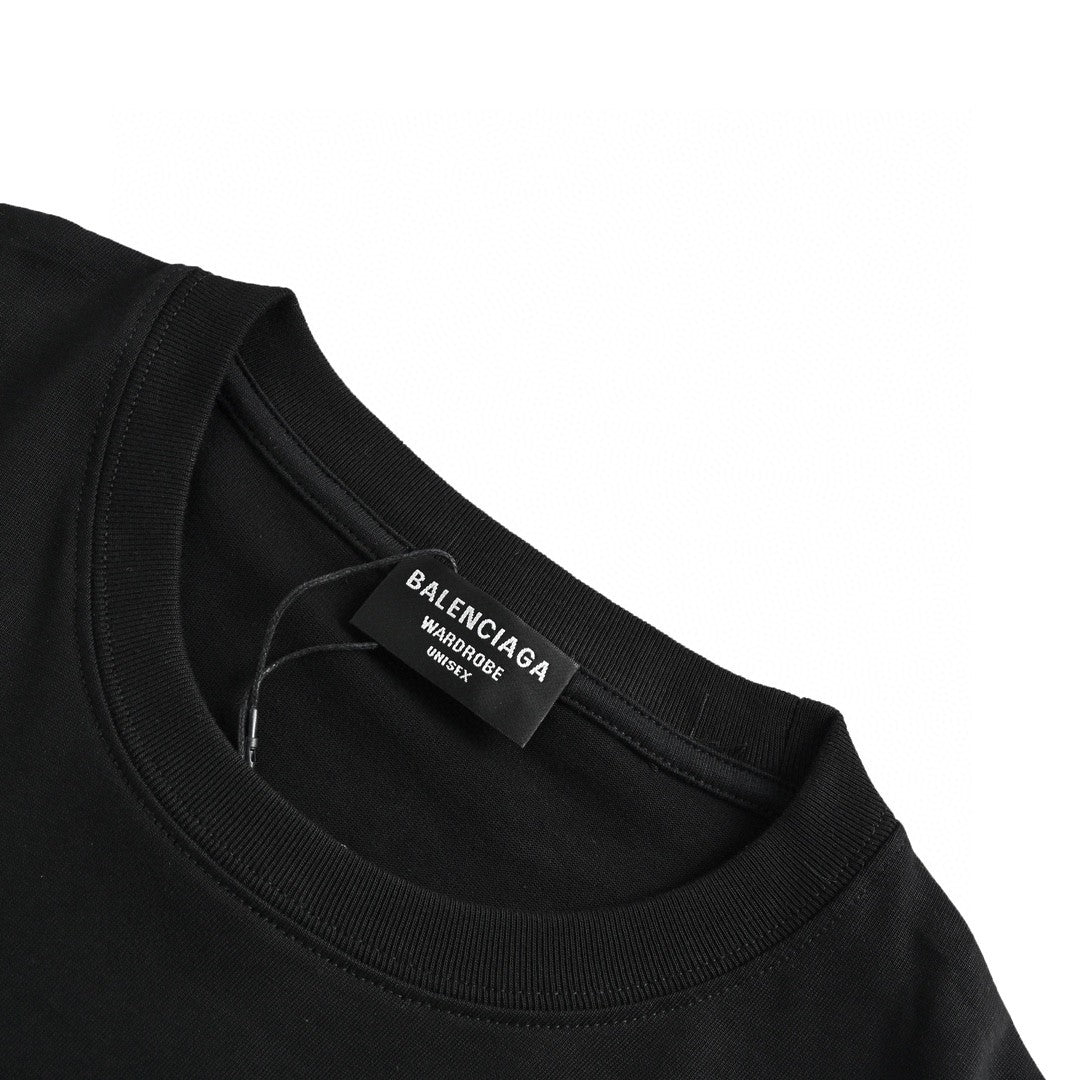 Balenciaga Embroidered Patch Logo T-Shirt (Black)