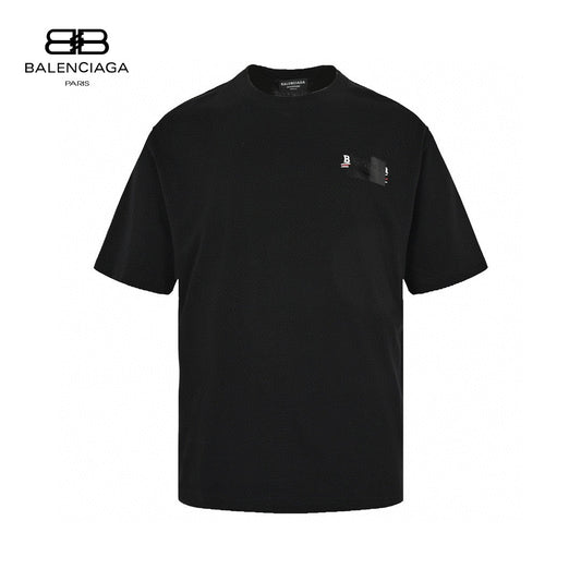 Balenciaga Embroidered Patch Logo T-Shirt (Black)